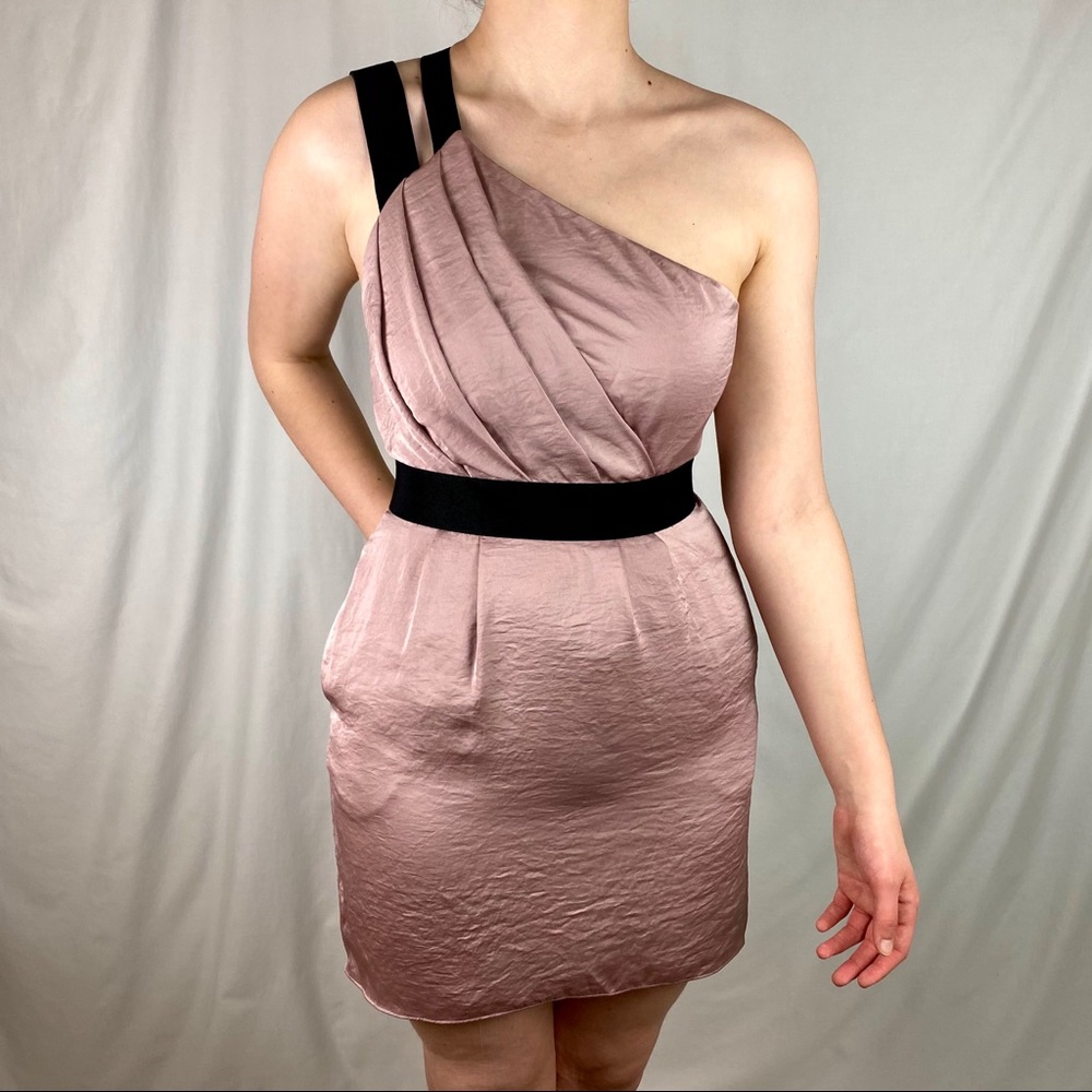 BCBG One Shoulder Cocktail dress with POCKETS